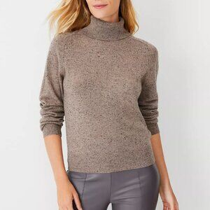 NWOT Ann Taylor Cashmere Turtleneck Sweater Speckled Fawn Sz S